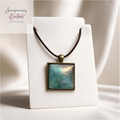 Turquoise and Bronze Marbled Pendant Necklace